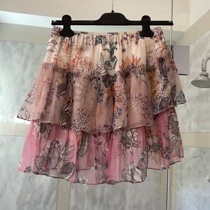 Whim ruffle floral mini skirt